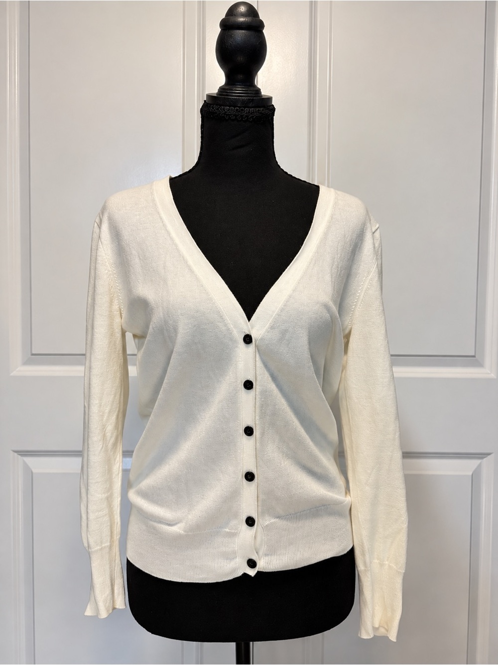 J. Crew Cream V-Neck Button Cardigan